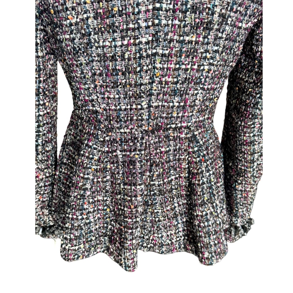 McGinn Nordstrom Metallic Tweed Fringe Asymmetrical Blazer Jacket Womens 4 - Picture 10 of 16